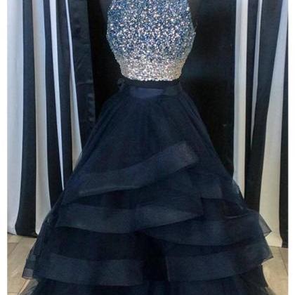 Luxurious Two-piece A-line Long Prom Dress With..