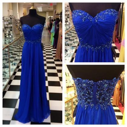 Sleeveless Royal Blue Prom Dress,Sw..