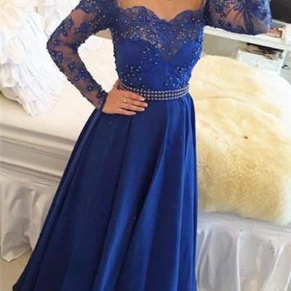 Beading Lace Evening Dress ,with Long Sleeves..