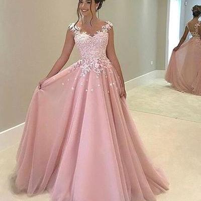High Fashion Pink Evening Dress, Chiffon Long Prom..