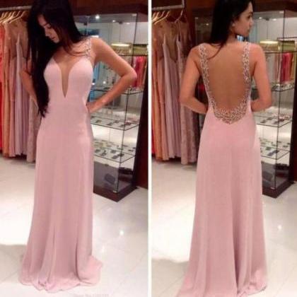 Sexy Prom Dress,pink Backless Prom Dresses, Open..