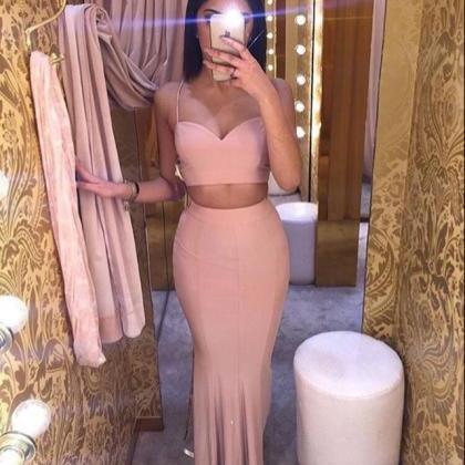Sexy Evening Dress,two Pieces Pink Evening..