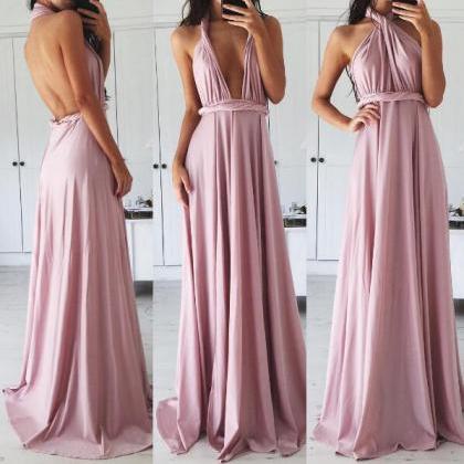 Gorgeous Dusty Pink Long Prom Dress,sexy Pink Prom..