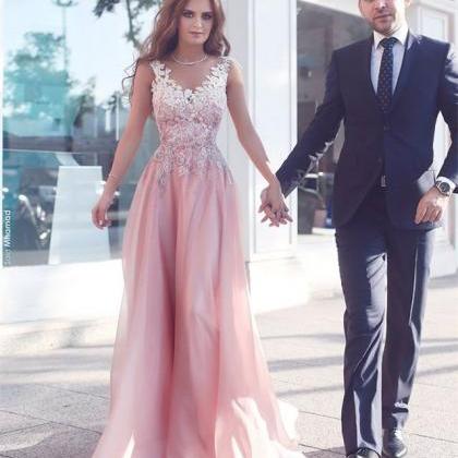 Evening Dress,sexy Prom Dress,pink Chiffon Prom..