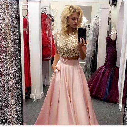 Two Pieces Prom Dress 2 Pieces Prom Dresses Pink..