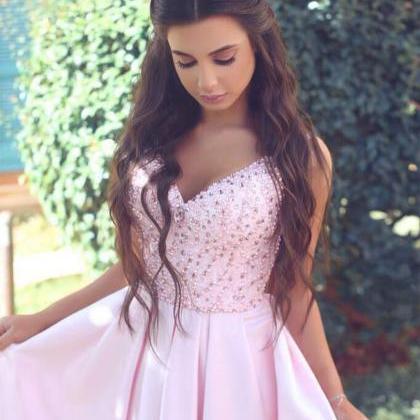 Charming Pink Two Pieces Lace A Line Pretty Pink..