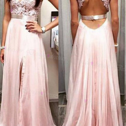 Charming Evening Dress,pink Evening Dress,lace..