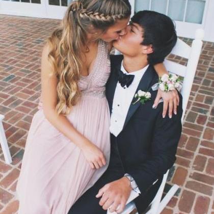 Glam Pink Prom Dresses,pink Evening Gowns,simple..