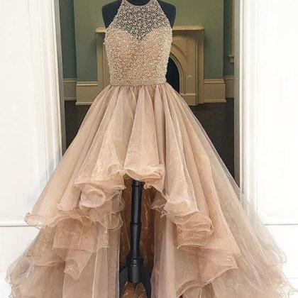 Champagne High-low Prom Dresses, Evening..
