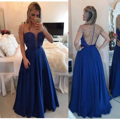 Sexy Tulle Prom Dresses,royal Blue Prom..