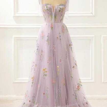 A Line Sweetheart V Neck Long Prom Dresses,formal..