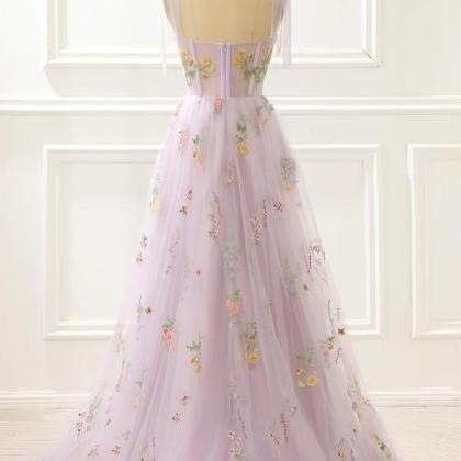 A Line Sweetheart V Neck Long Prom Dresses,formal..
