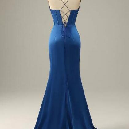 Spaghetti Straps Prom Gown, Mermaid Evening Gown,..