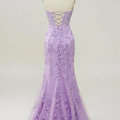 Strapless Prom Dress, Prom Gown With Appliques,..