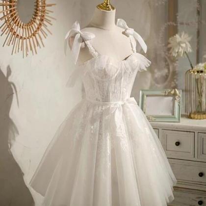 Adorable Tulle Short White Occasion Dress Homecoming Dress