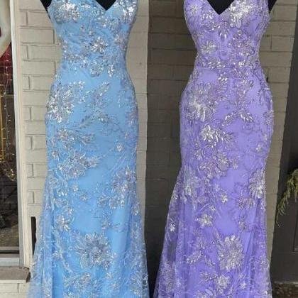 Light Blue Lace Strapless A-line Long Prom Dress