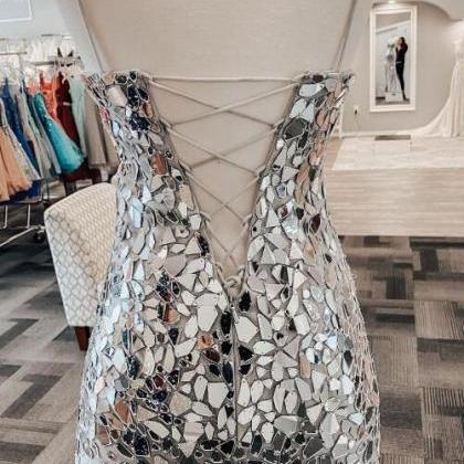 Mermaid Silver Sequins Long Formal Dress