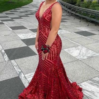 Gorgeous Cap Sleeves Royal Blue Sequins Evening Dress Mermaid With Split main image 0