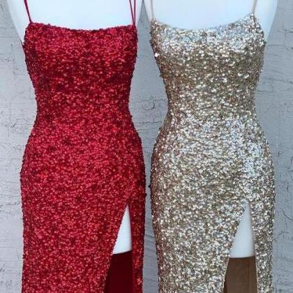 Elegant Spaghetti Straps Mermaid Sequins Short Homecoming Dresses Online, HD0651