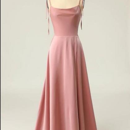 Blush Spaghetti Straps Long Prom Dress With..