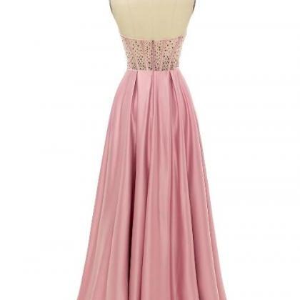 Blush Beaded Sweetheart Long Prom Dress