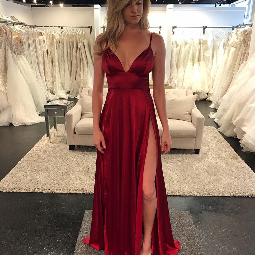 Red Silk Prom Dress Online Shop, UP TO ...