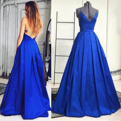 Glamorous Royal Blue Prom Dress,royal Blue A-line Evening Dress,sleeveless Natural Backless Formal Gowns,floor-length Prom Dresses,backless Prom