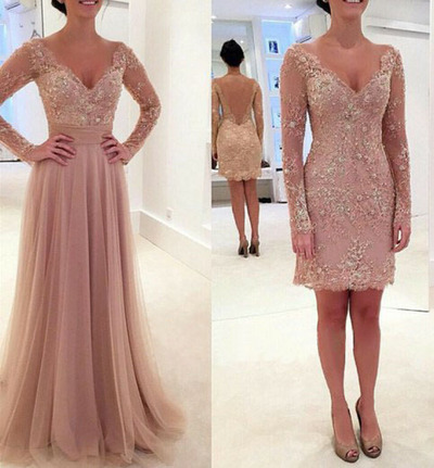 Unique Prom Dress, Custom Made Long Sleeve Evening Dress,elegant Evening Dress,tulle Evening Dress,pink Evening Dress,a-line Prom Dresses