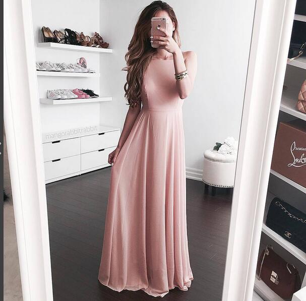 Classic Back Prom Dress,Blush Pink Evening Dress, Graduation Dress,Cheap evening dress,Chiffon Prom Dresses,Party Dress,Prom Gowns,