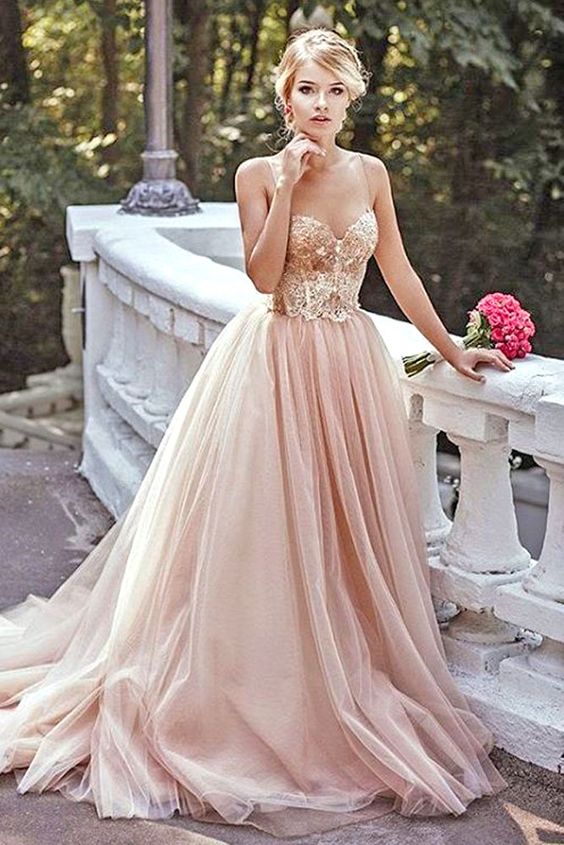 Romantic Evening Dresses, Style Prom Dress, Blush Pink Tulle Evening Gowns, Evening Dress,prom Gowns,fashion Dress,