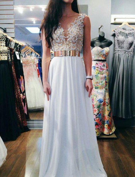 Charming Prom Dress,chiffon Prom Dress,a-line Prom Dress,v-neck Prom Dress,appliques Prom Dress