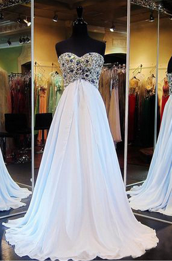 Sweetheart Prom Dress,white Prom Dress ,chiffon Prom Dress,prom Gown,party Dress Long ,prom Dress