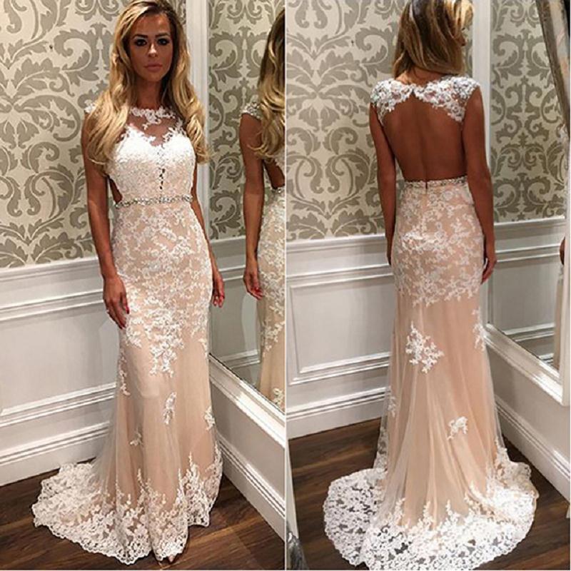 Long Prom Dress,evening Dress,chiffon Prom Dresses,champagne Lace Prom Dresses Mermaid Style 2017 Modest Imported Party Dress Formal Evening