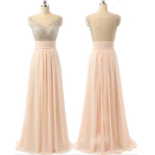 Chiffon See-through Back Charming Party Cocktail Evening Long Prom Dresses Online