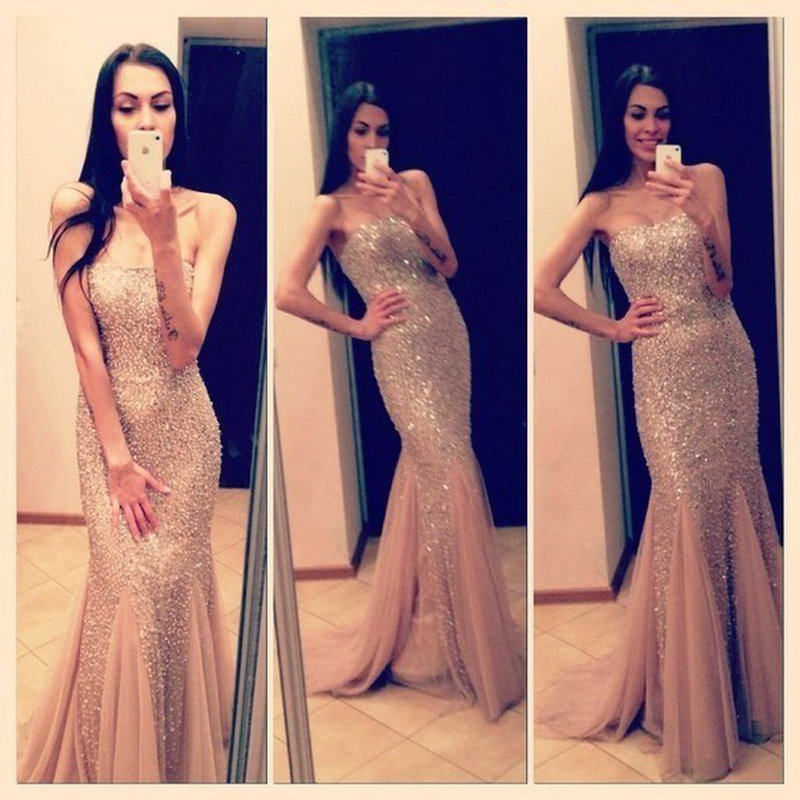 2016 Prom Dress Style Prom Dress sexy Mermaid Prom Dresses champagne Prom Dresses long on Luulla