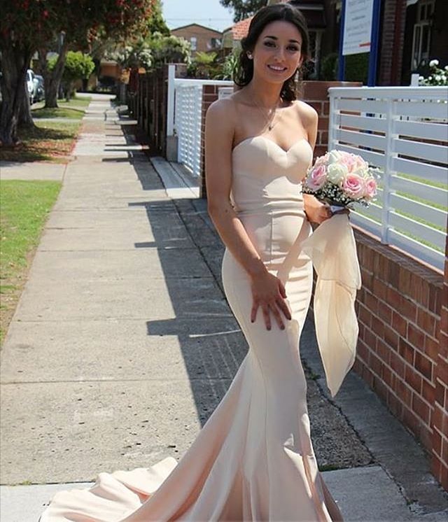 Mermaid Long Prom Dress,champagne Sweetheart Formal Gown, Sweetheart Mermaid Prom Dress,pageant Gown With Sweep Train