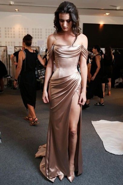 Sexy Prom Dresses Prom Dress,slit Prom Gown,champagne Formal Dress Party Gowns