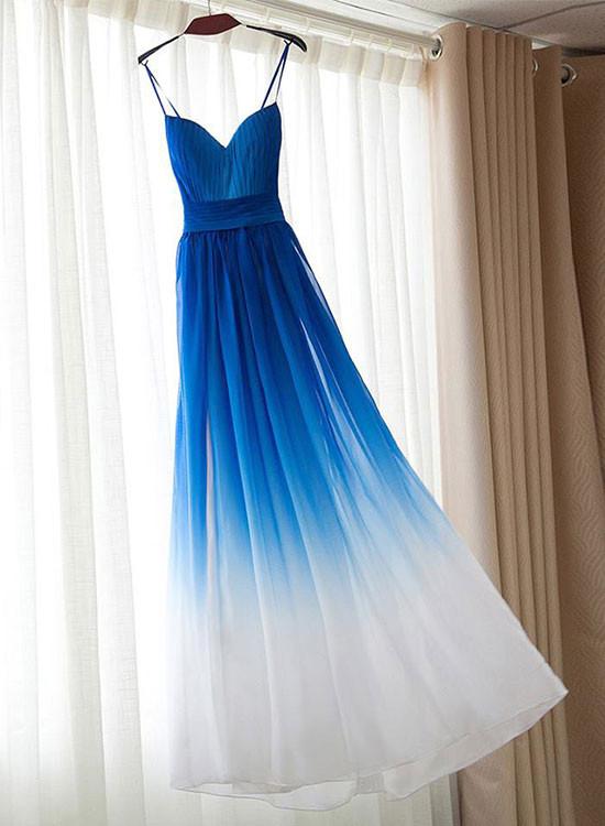 Beautiful Royal Blue V Neck Chiffon Long Prom Dress,evening Dresses,prom Dresses,formal Gowns