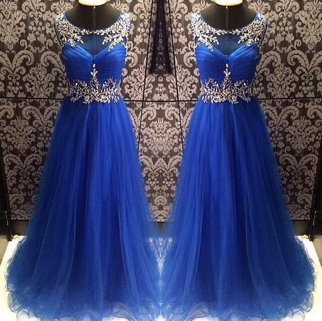 Long Dress Prom Dresses,evening Gowns,tulle Prom Gowns,royal Blue Prom Gowns, Style Fashion Prom Gowns,classic Evening Dresses