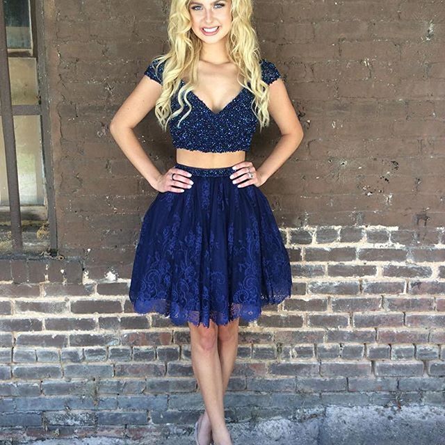 dark blue two piece dress