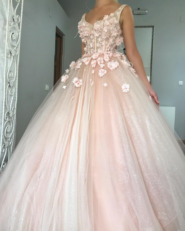 pink tulle wedding dress