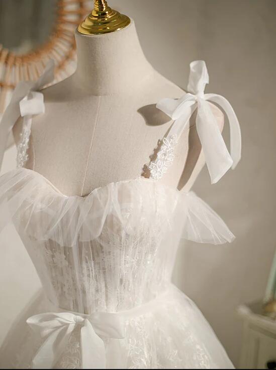 Cute White Short Homecoming Dress Party Dress, Tulle with Lace Graduation Dresses