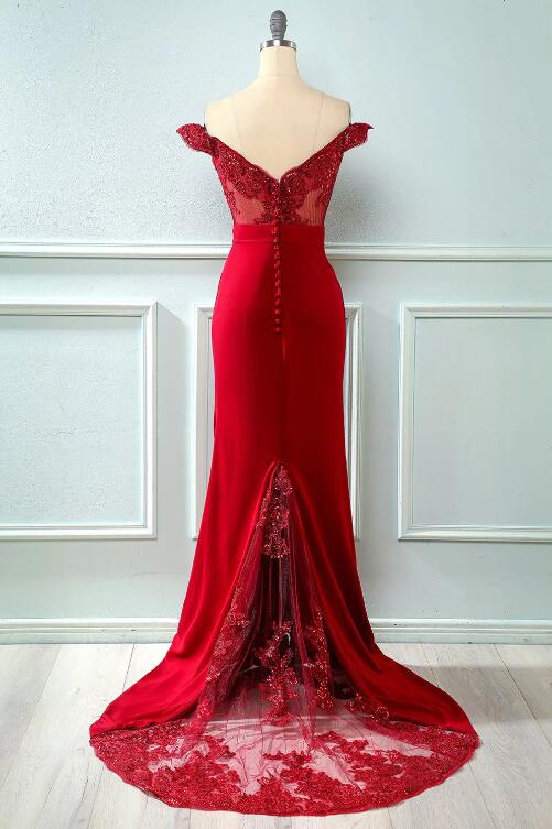 Mermaid Off Shoulder Long Sleeves Sequins Prom Dress WU1154 main image 0