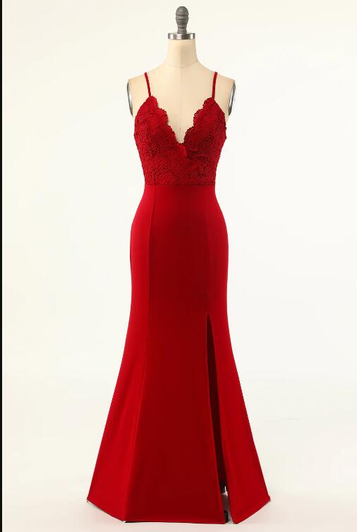 Dark Red Mermaid Prom Dress