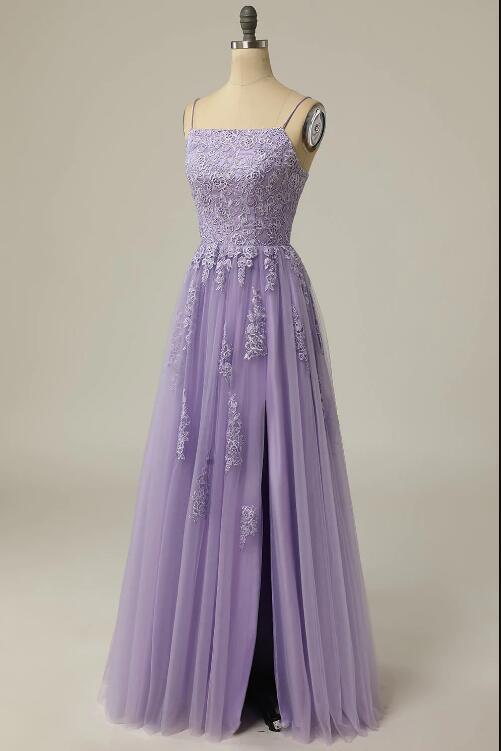 a-line purple long prom dress , unique prom dress     fg2147