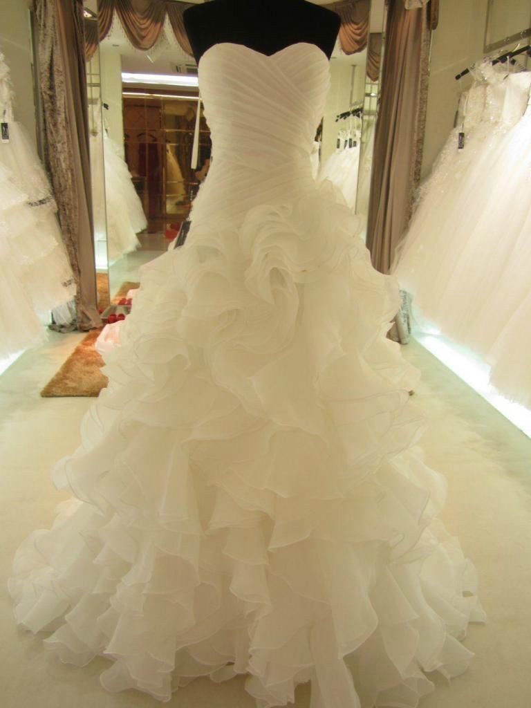 Weddings 2016 Selling Sweetheart Pleated Layered Organza Lace Up Ball Gown Mermaid Court Train Wedding Dress Bridal Gowns