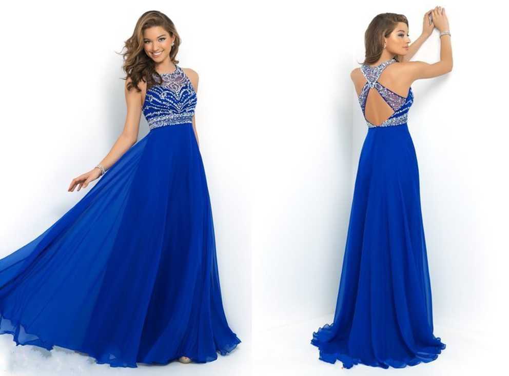 royal blue a line prom dress