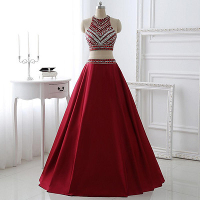 Pga85 2016 Two Pieces Burgunday Prom Dress Bridal Party Dresses
