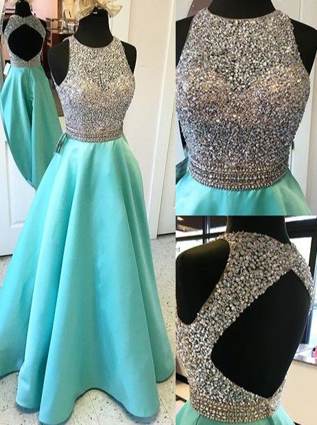 Cap Sleeves Long A-line Teal Prom Dressesmbeading Open Back Satin Prom Dresses,modest Evening Dresses,party Prom Dresses,pretty Prom Gowns.