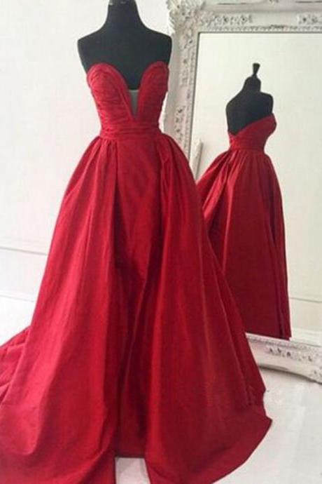 2017 Deep V Neck Prom Dresses,long Elegant Prom Gowns,sexy Sweetheart Red Evening Dresses ,party Dress Robe De Soiree